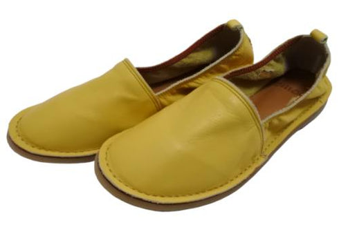 【モモ MO-2 イエロー】ぺたんこ柔らか本革シューズ